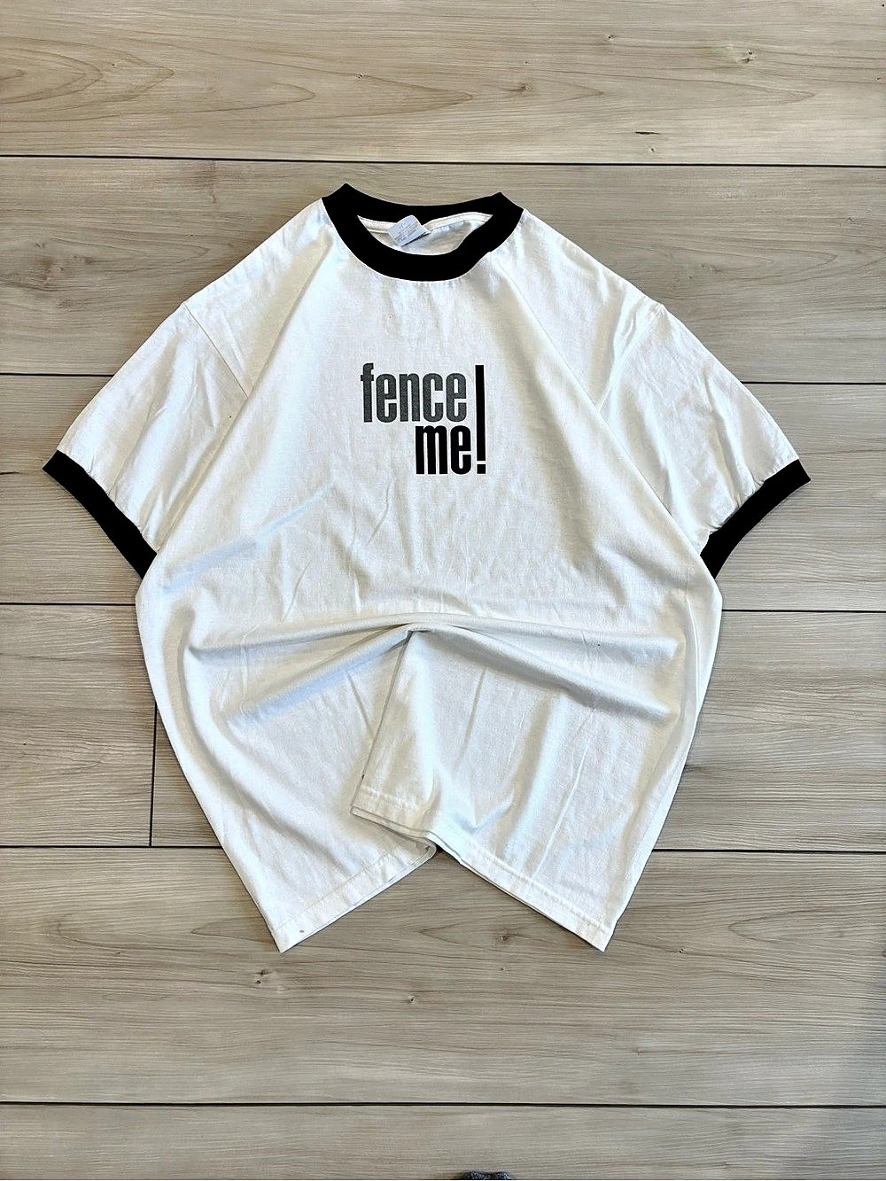 Vintage 90s Anvil Fence Me! Y2K grunge skater Men’s ringer t-shirt white/black